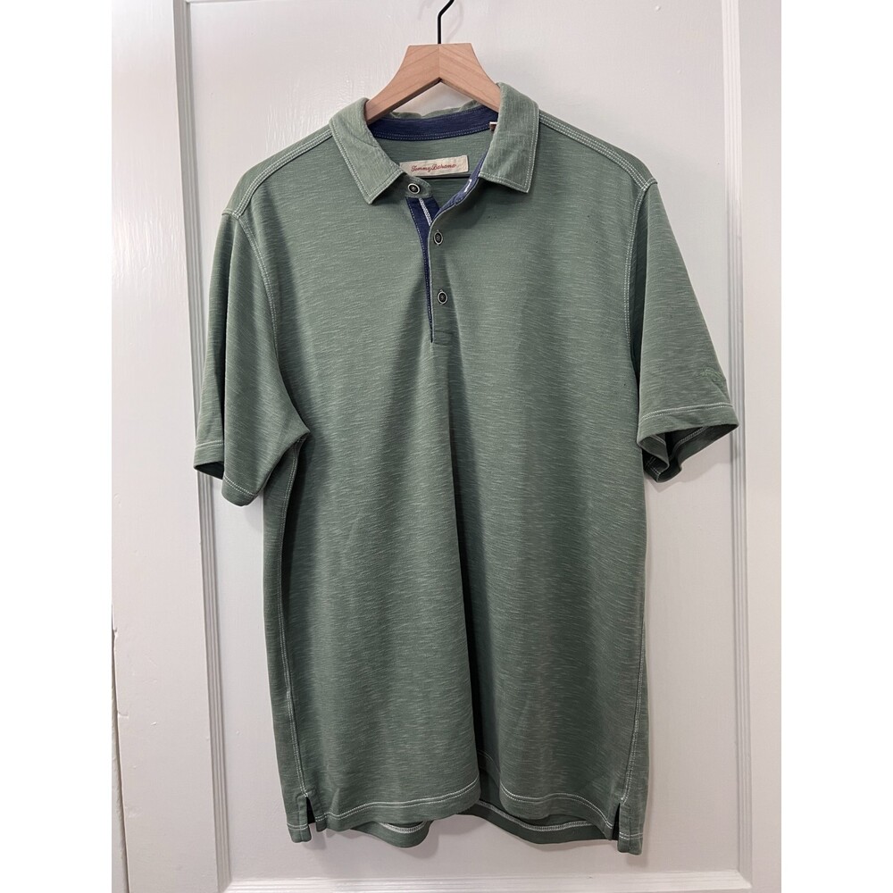 Tommy Bahama Men's Polo Shirt Green Modal Blend Short Sleeve Size L *READ*